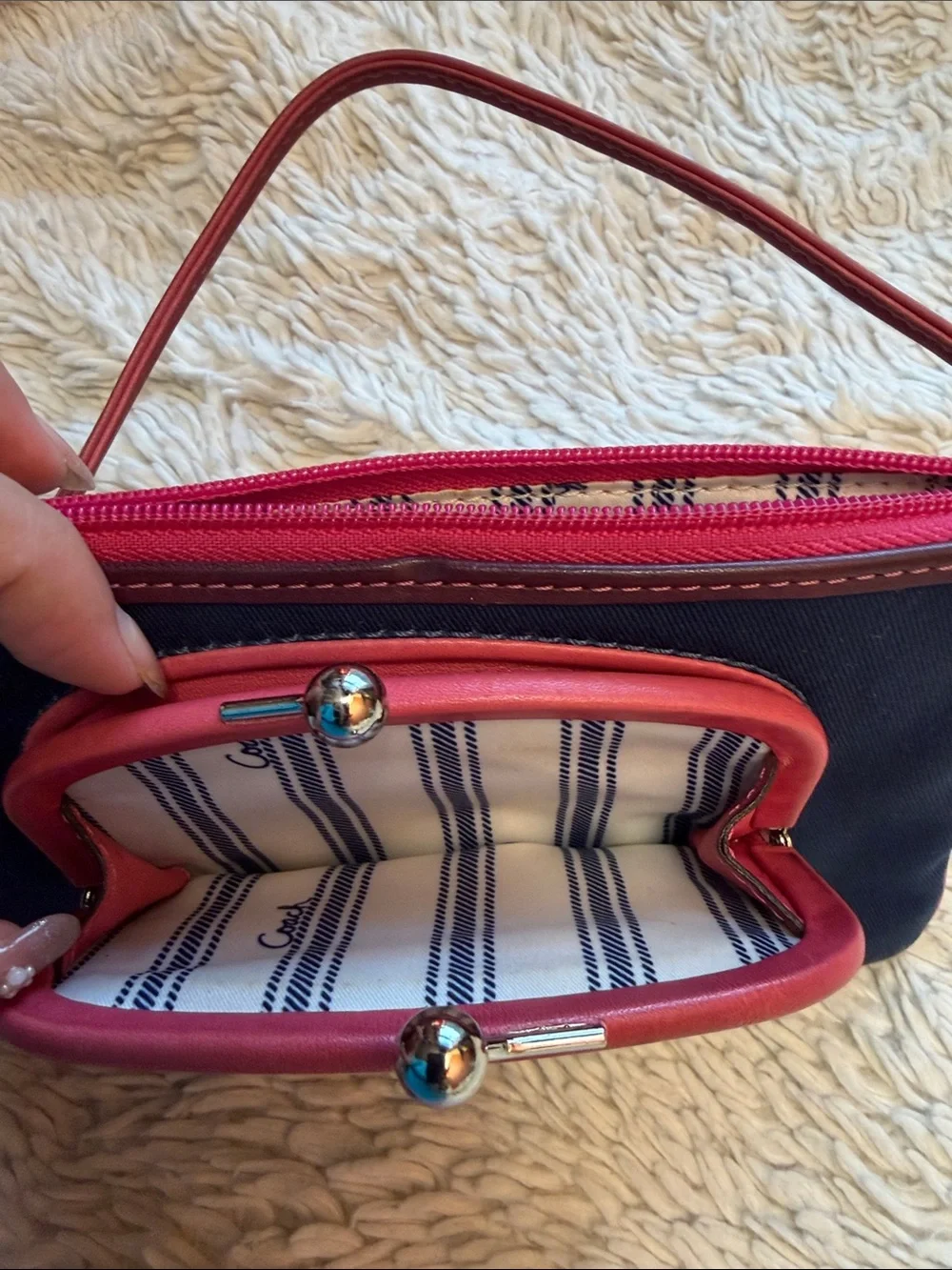 Coach Limited Edition Bonnie Cashin Wristlet Navy/Pink wristlet - Picture 5 of 7